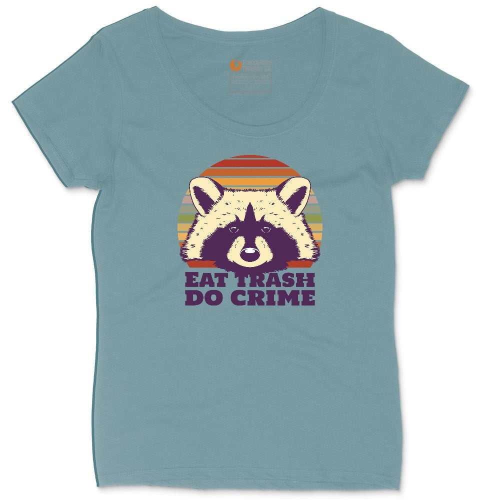 Eat Trash Do Crime Ladies Curvy Tee - Surf Blackout