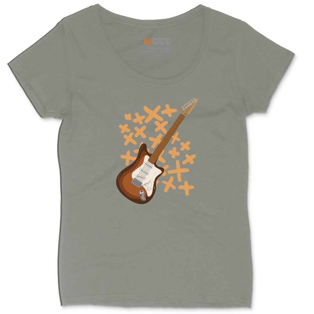 Electric Guitar Ladies Curvy Tee - Bamboo Blackout