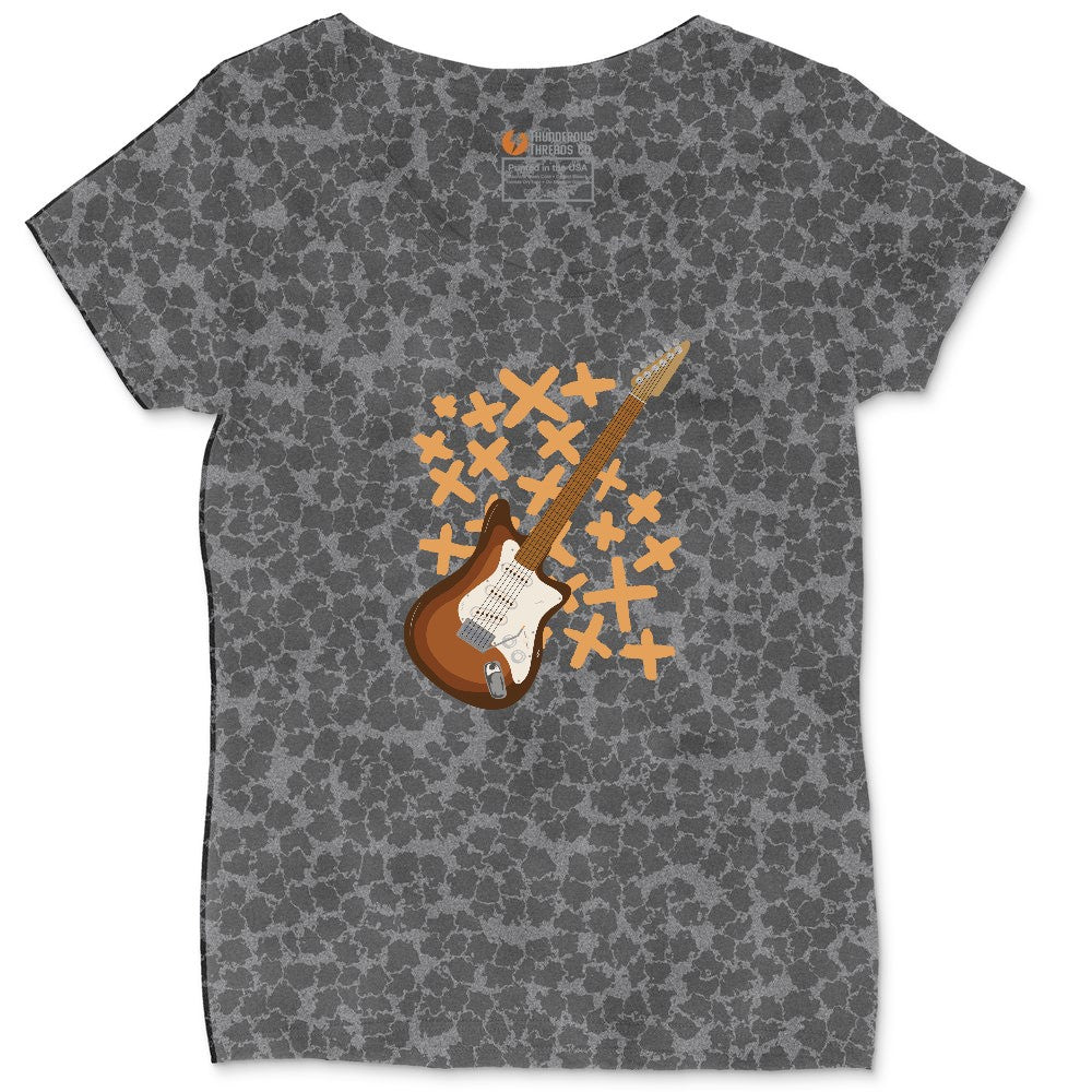 Electric Guitar Ladies Curvy Tee - Black Leopard