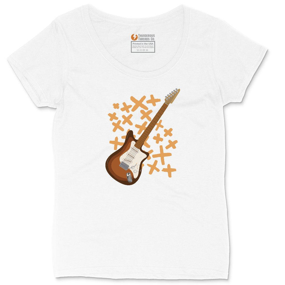 Electric Guitar Ladies Curvy Tee - White