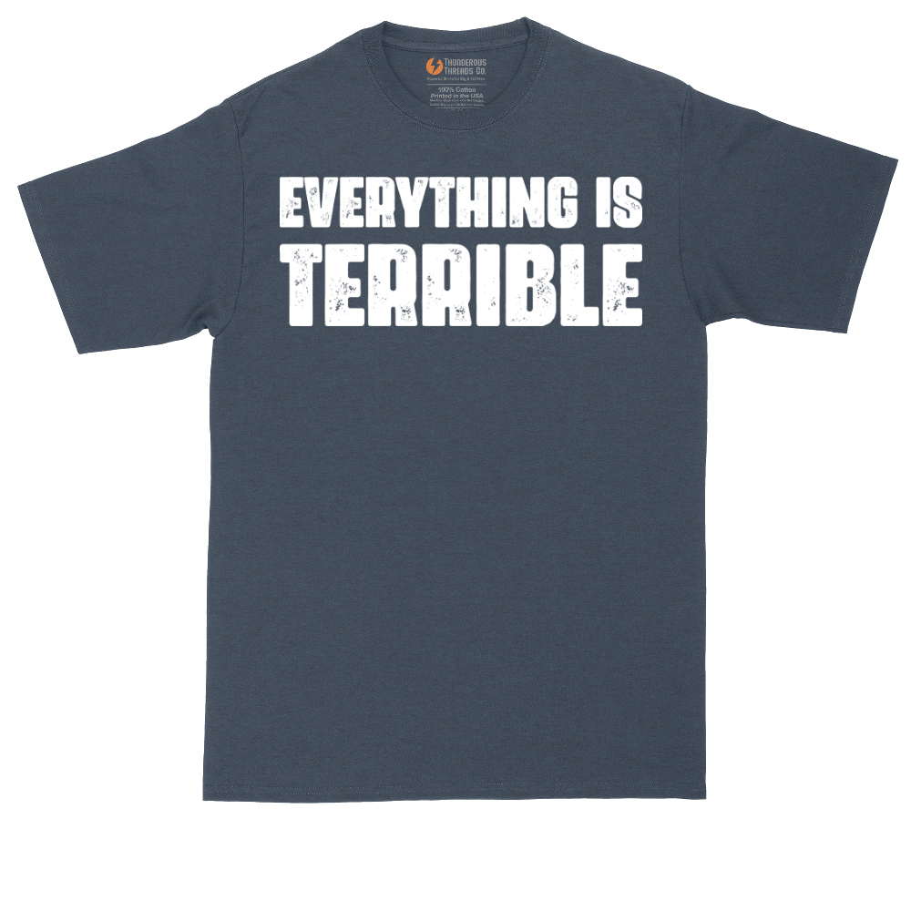 Everything is Terrible tall t-shirt for men in Heather Navy