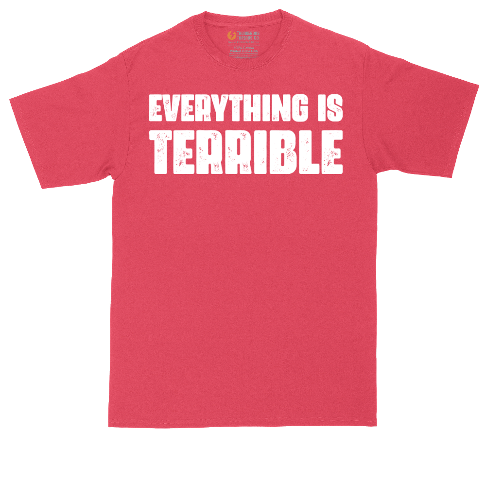 Everything is Terrible tall t-shirt for men in Heather Red