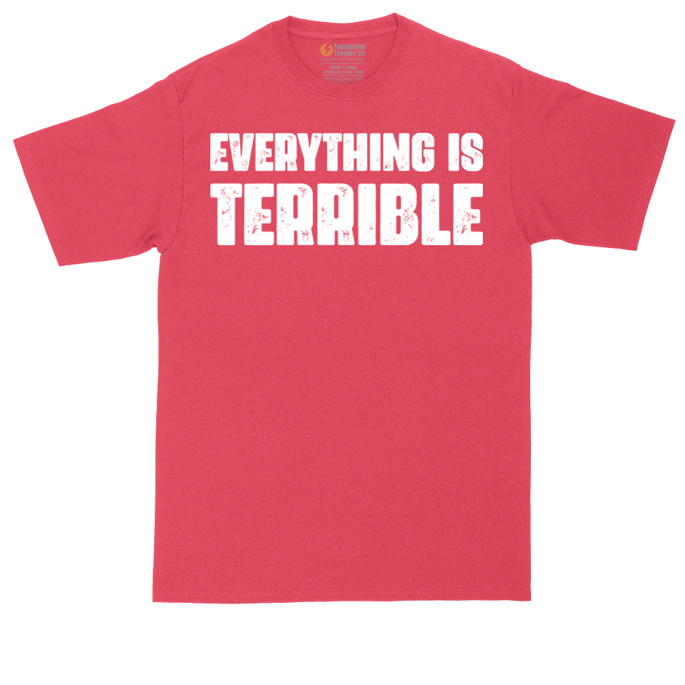 Everything is Terrible tall t-shirt for men in Heather Red