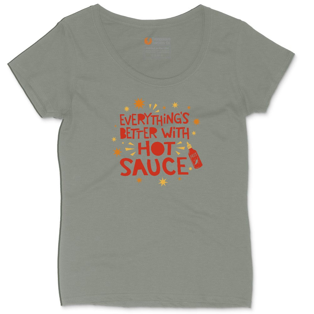 Everythings Better with Hot Sauce Ladies Curvy Tee - Bamboo Blackout