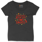 Everythings Better with Hot Sauce Ladies Curvy Tee - Black