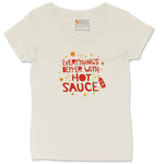 Everythings Better with Hot Sauce Ladies Curvy Tee - Natural Heather
