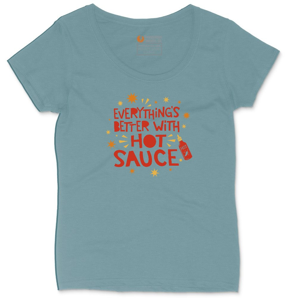 Everythings Better with Hot Sauce Ladies Curvy Tee - Surf Blackout