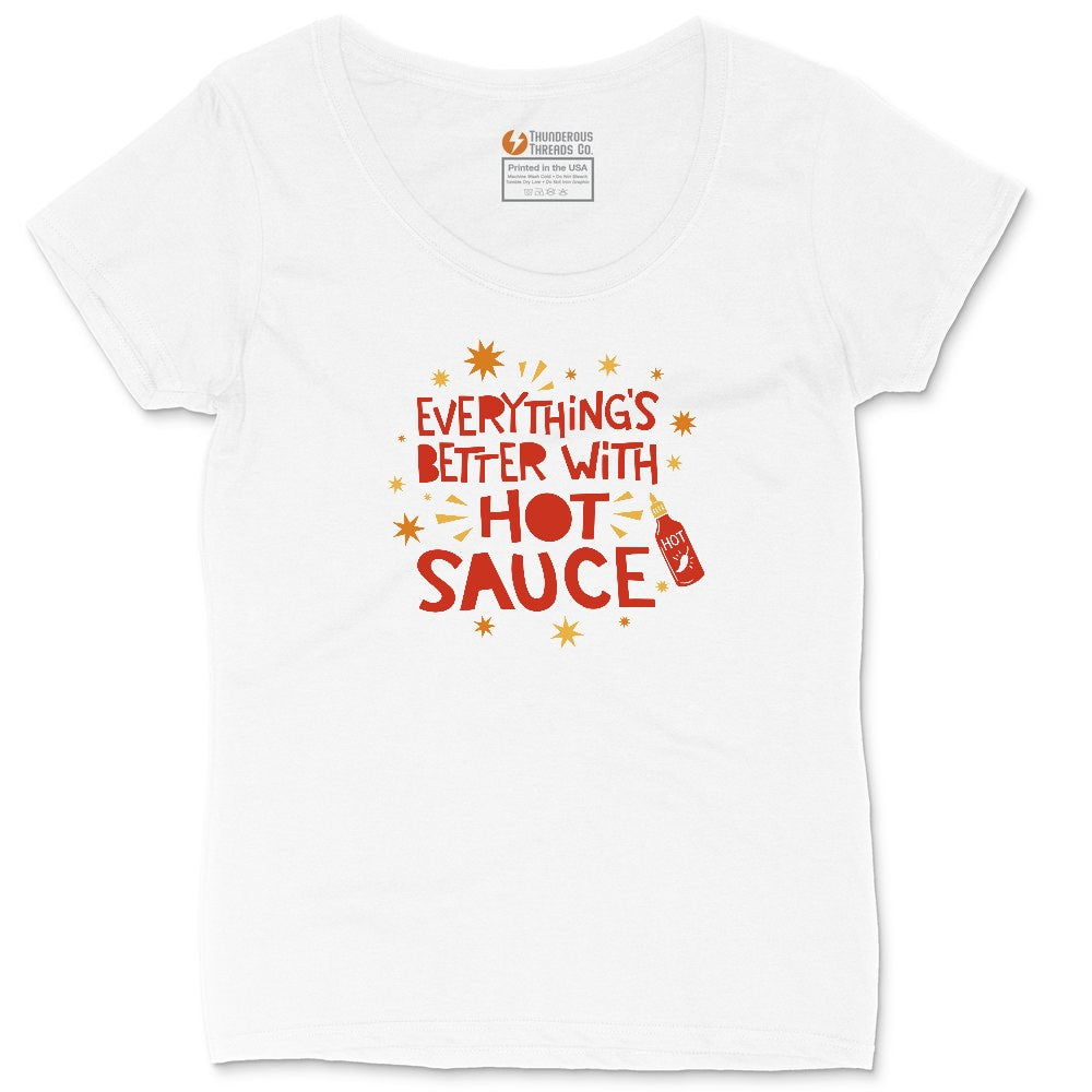 Everythings Better with Hot Sauce Ladies Curvy Tee - White