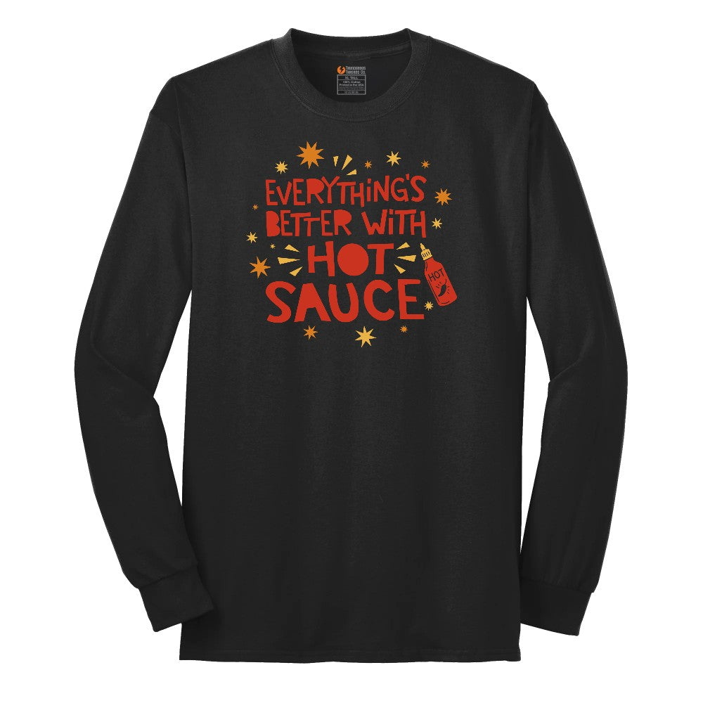 Everythings Better with Hot Sauce Long Sleeve Tee - Jet Black