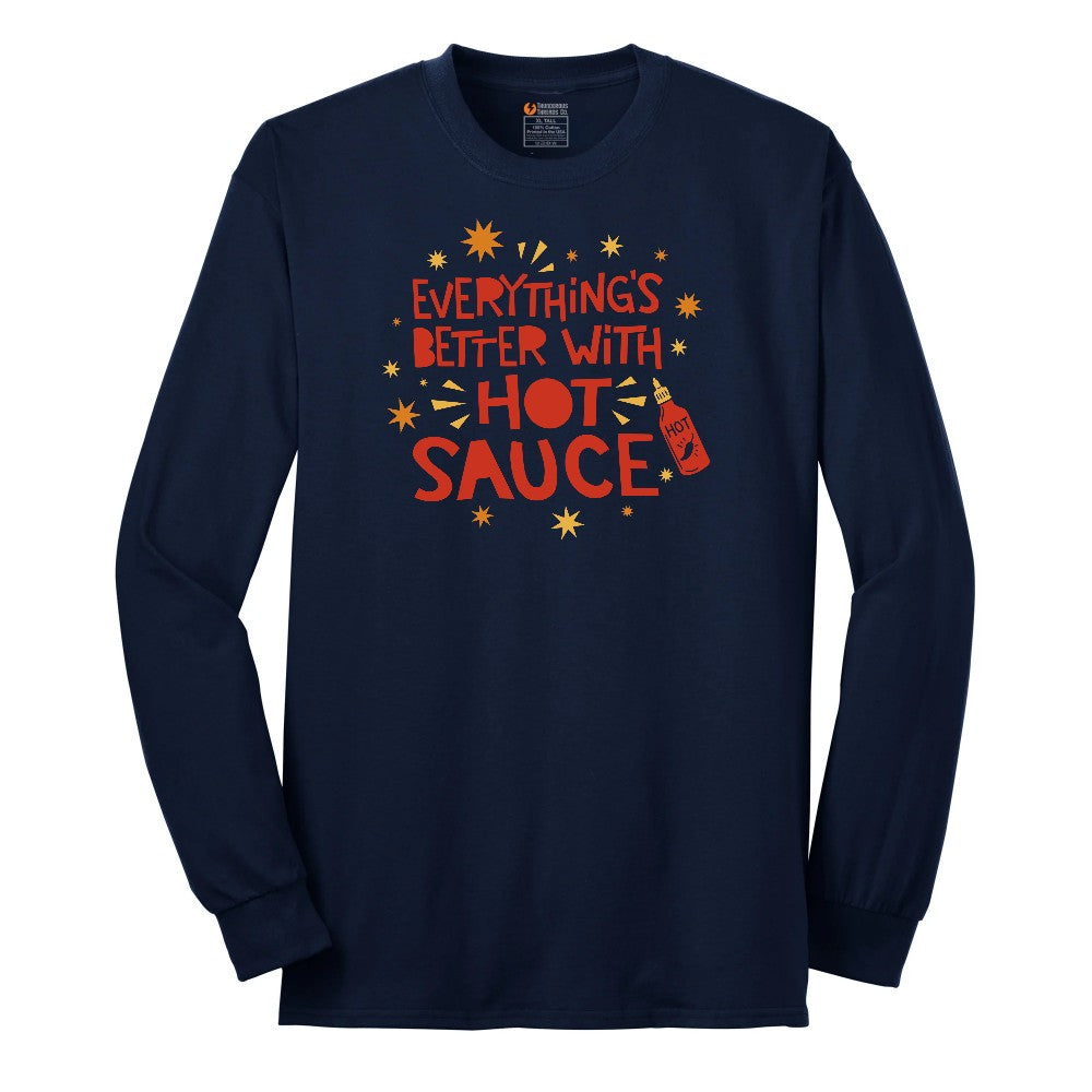 Everythings Better with Hot Sauce Long Sleeve Tee - Navy