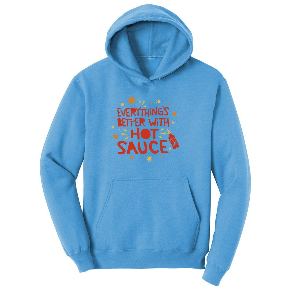 Everythings Better with Hot Sauce Youth Hoodie - Aquatic Blue