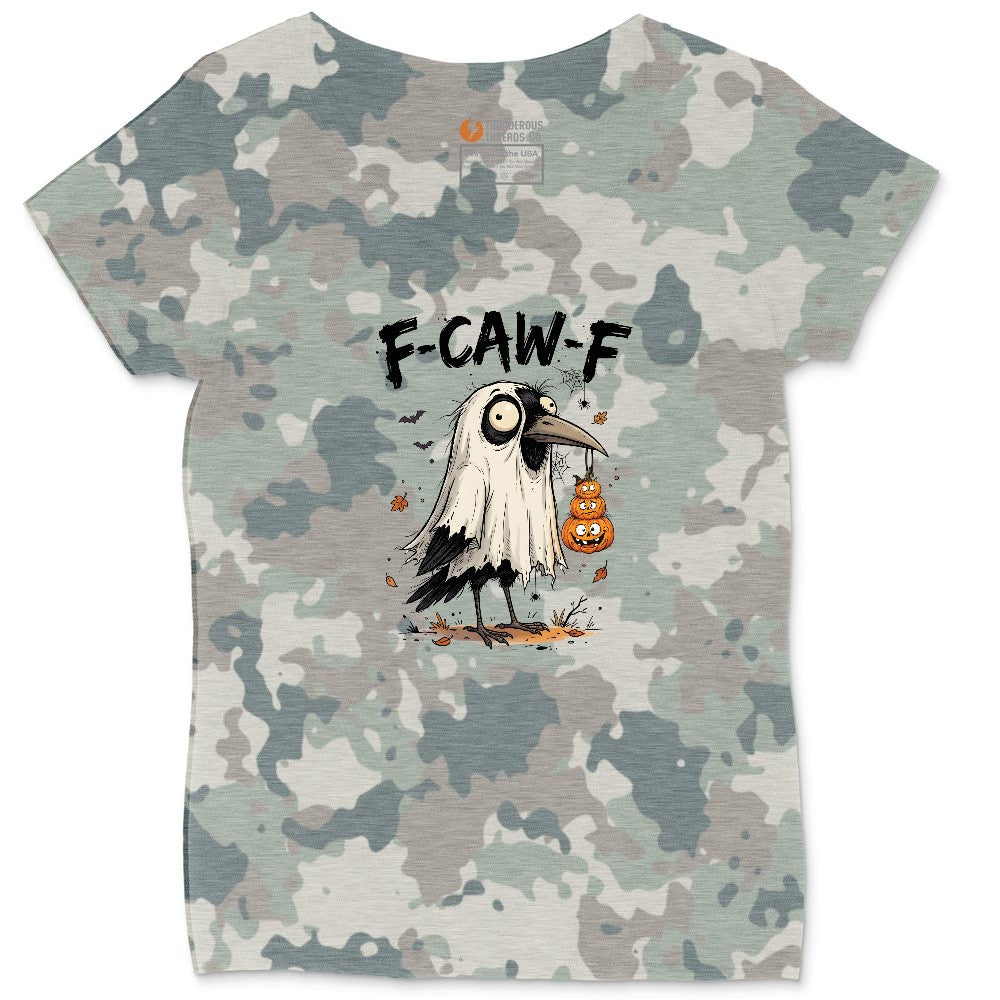 F Caw F Ladies Curvy Tee - Vintage Camo