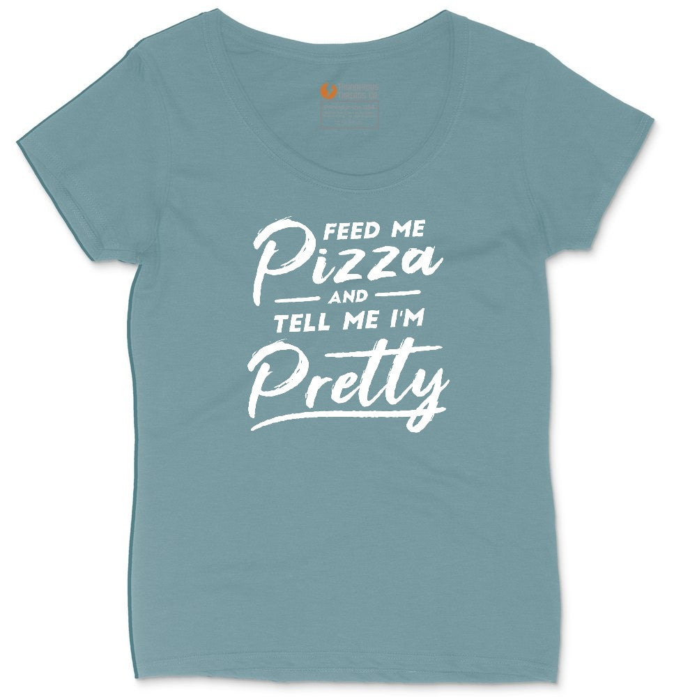 Feed Me Pizza and Tell Me I'm Pretty Ladies Curvy Tee - Surf Blackout