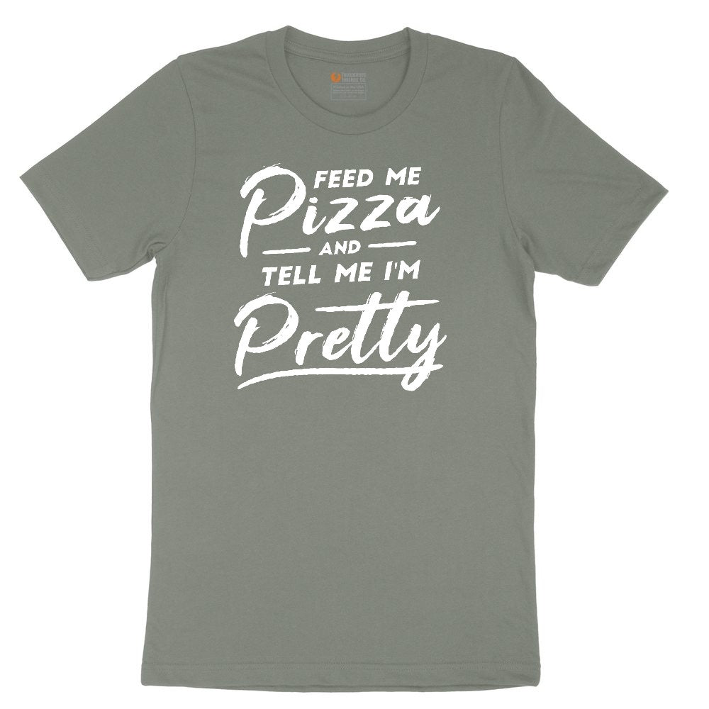 Feed Me Pizza and Tell Me I'm Pretty Ladies Short Sleeve Tee - Bamboo Blackout