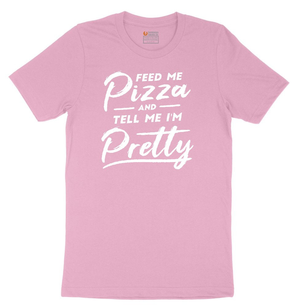 Feed Me Pizza and Tell Me I'm Pretty Toddler Short Sleeve Tee - Candy Pink