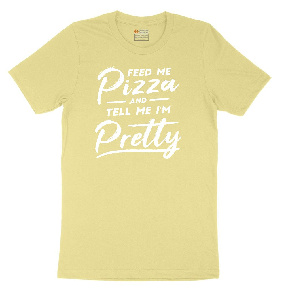 Feed Me Pizza and Tell Me I'm Pretty Youth Short Sleeve Tee - Yellow