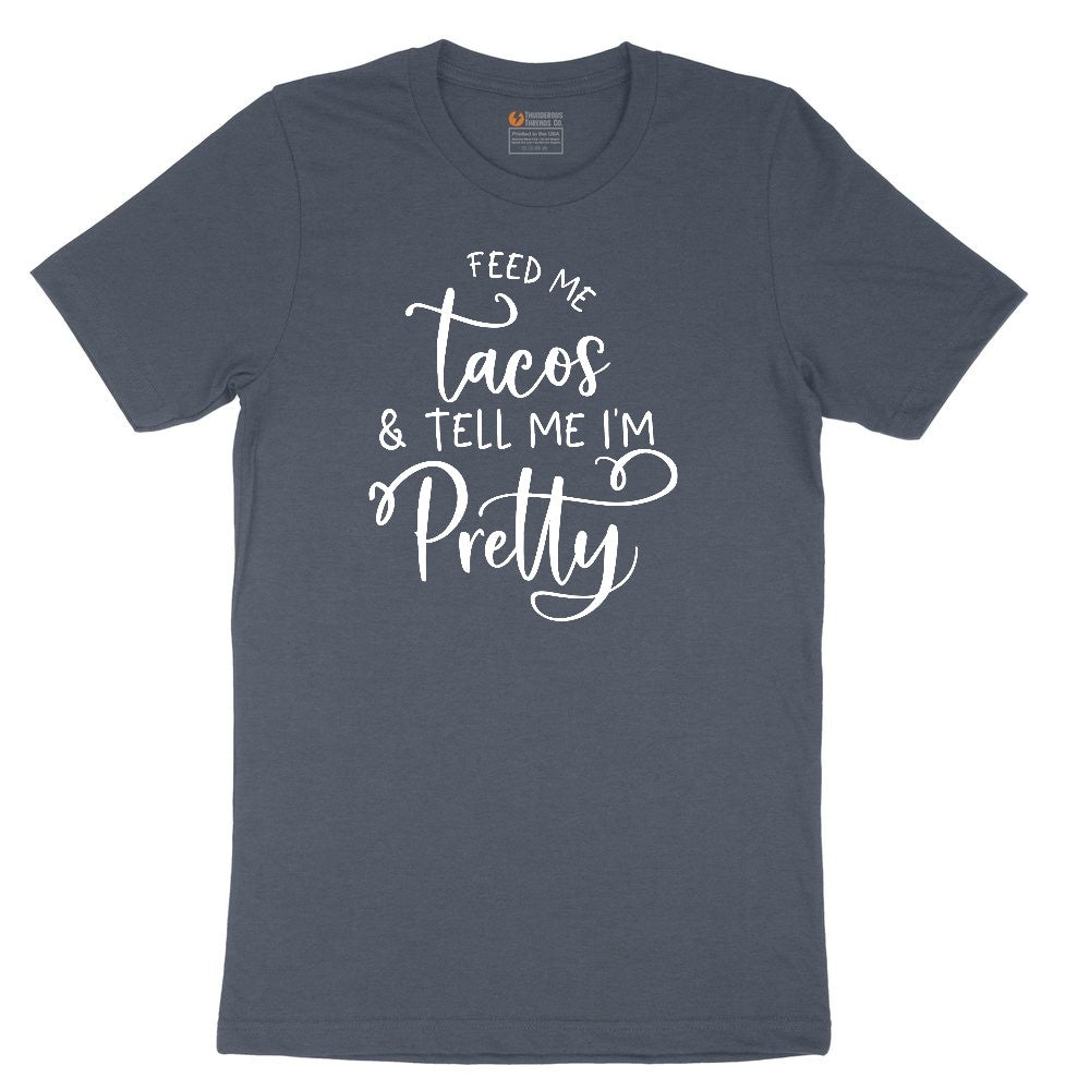 Feed Me Tacos and Tell Me Im Pretty Youth Short Sleeve Tee - Heather Navy