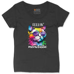 Feeling Meowtastic Cat Design Ladies Curvy Tee - Black