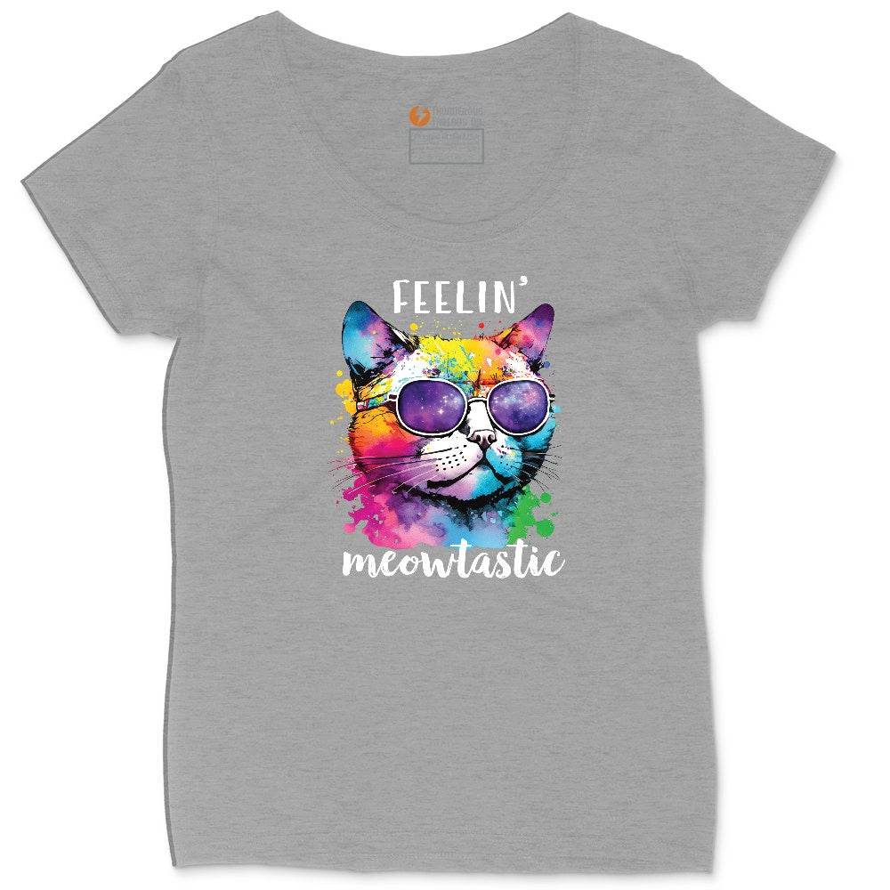 Feeling Meowtastic Cat Design Ladies Curvy Tee - Granite Heather