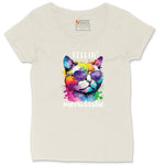 Feeling Meowtastic Cat Design Ladies Curvy Tee - Natural Heather