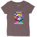 Feeling Meowtastic Cat Design Ladies Curvy Tee - Sangria Blackout