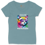 Feeling Meowtastic Cat Design Ladies Curvy Tee - Surf Blackout