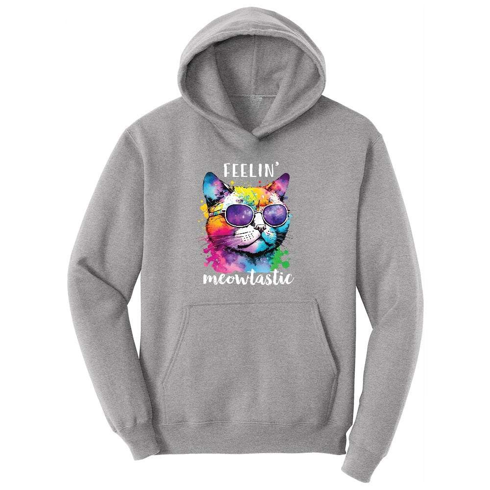 Feeling Meowtastic Cat Design Ladies Hoodie - Athletic Heather