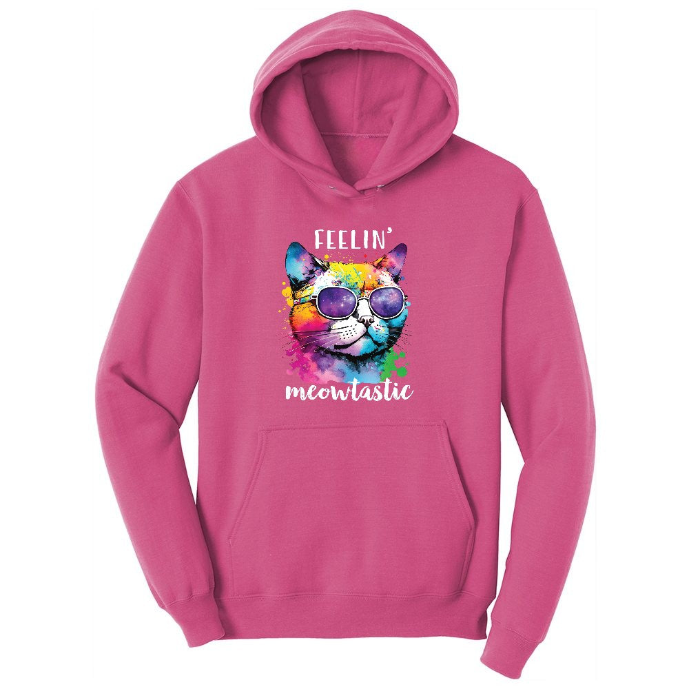 Feeling Meowtastic Cat Design Ladies Hoodie - Sangria