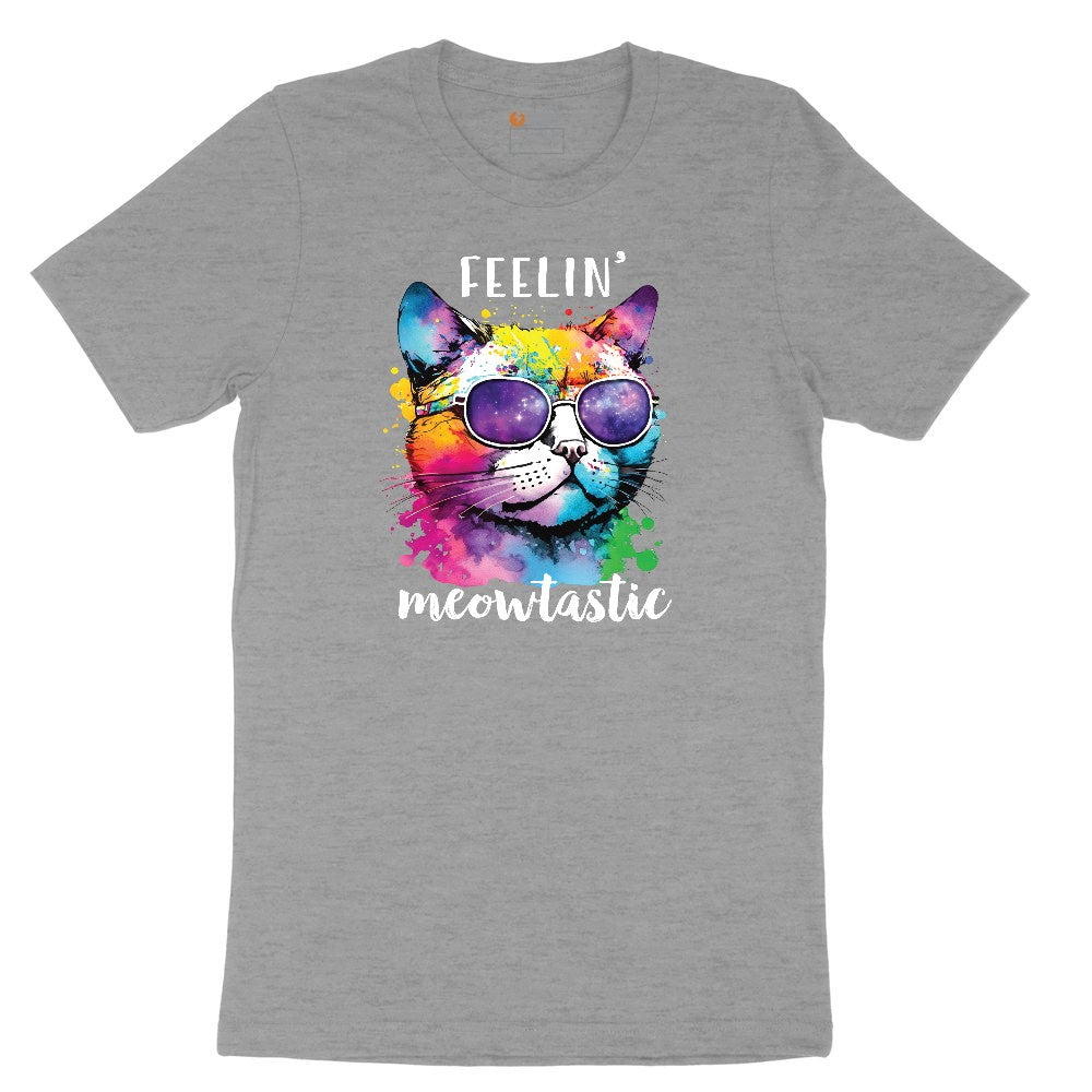 Feeling Meowtastic Cat Design Ladies Short Sleeve Tee - Granite Heather