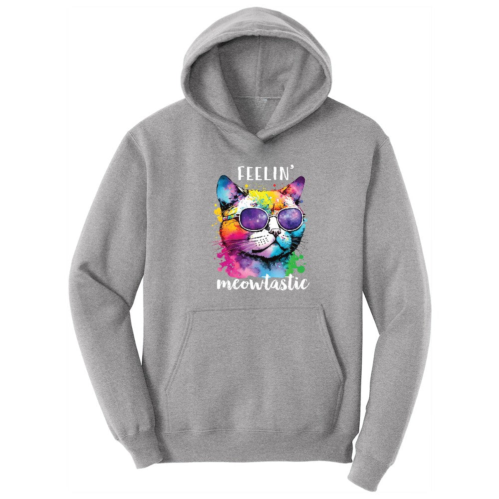 Feeling Meowtastic Cat Design Hoodie - Athletic Heather