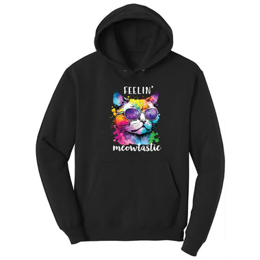 Feeling Meowtastic Cat Design Hoodie - Jet Black
