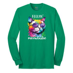 Feeling Meowtastic Cat Design Long Sleeve Tee - Kelly Green