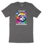 Feeling Meowtastic Cat Design Short Sleeve Tee - Dark Heather Grey