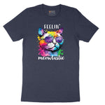Feeling Meowtastic Cat Design Short Sleeve Tee - Heather Navy
