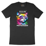 Feeling Meowtastic Cat Design Short Sleeve Tee - Jet Black