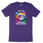 Feeling Meowtastic Cat Design Short Sleeve Tee - Team Purple