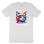Feeling Meowtastic Cat Design Short Sleeve Tee - White
