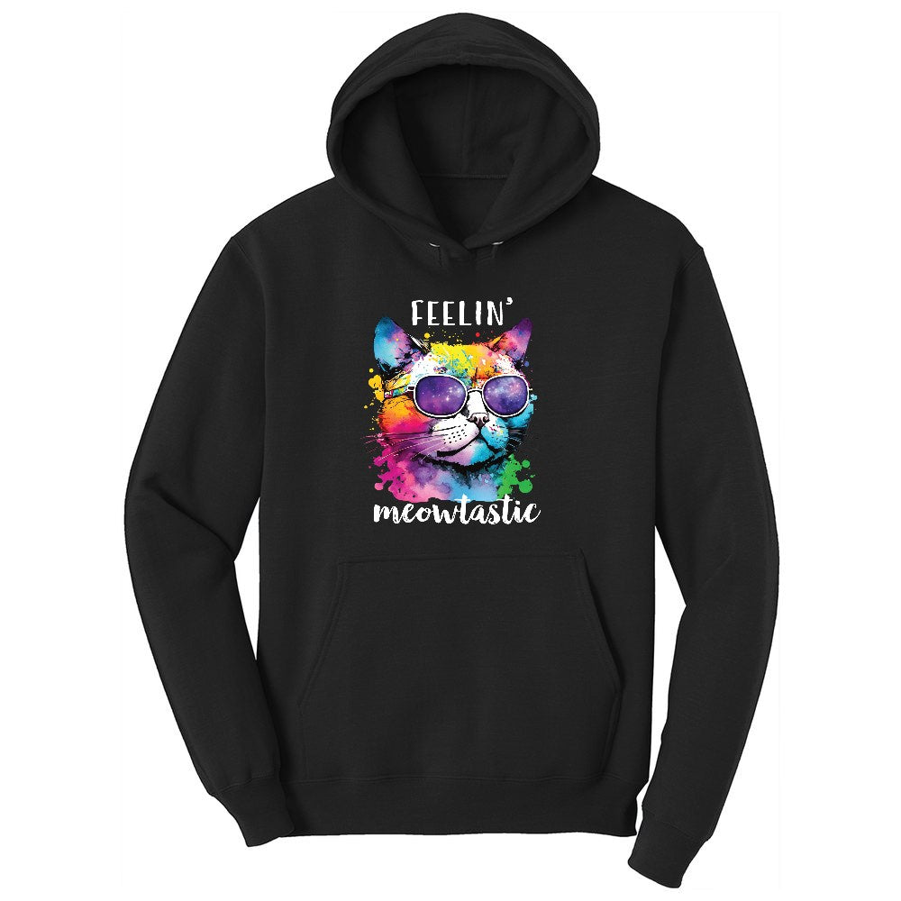 Feeling Meowtastic Cat Design Toddler Hoodie - Jet Black