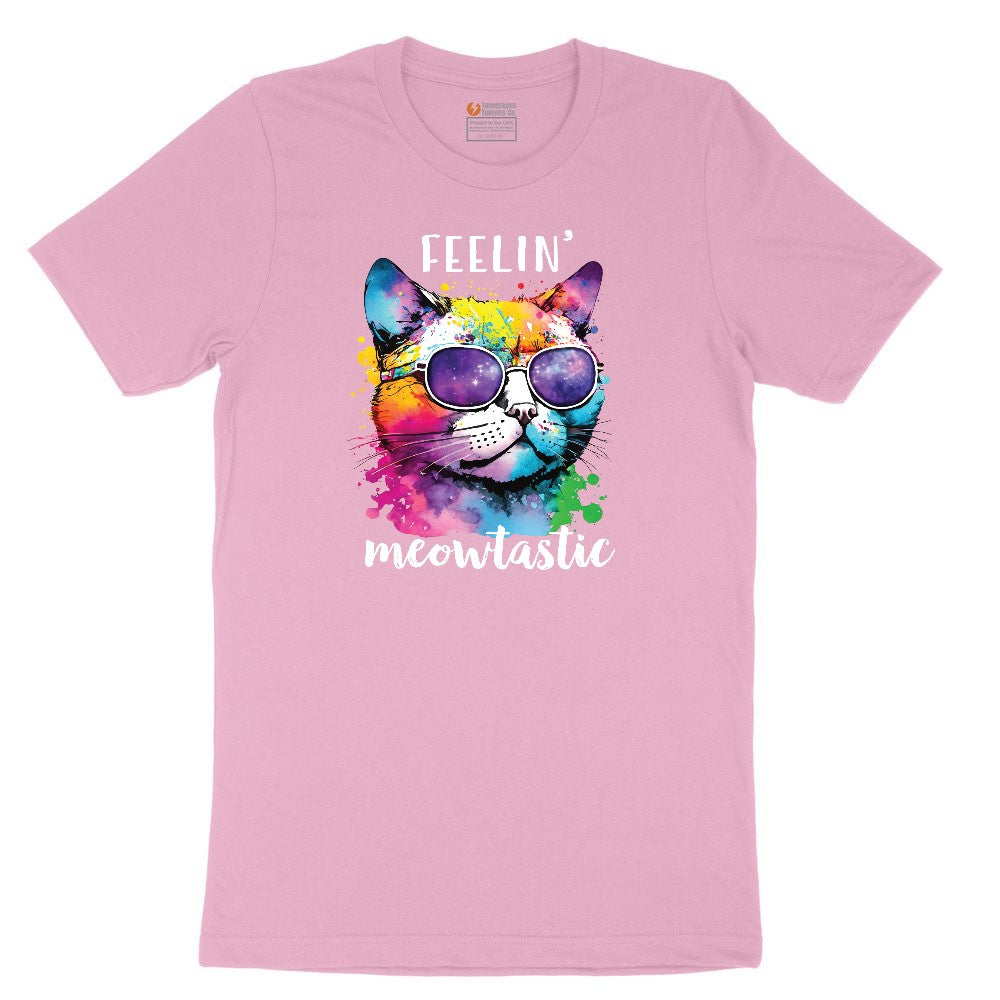 Feeling Meowtastic Cat Design Toddler Short Sleeve Tee - Candy Pink