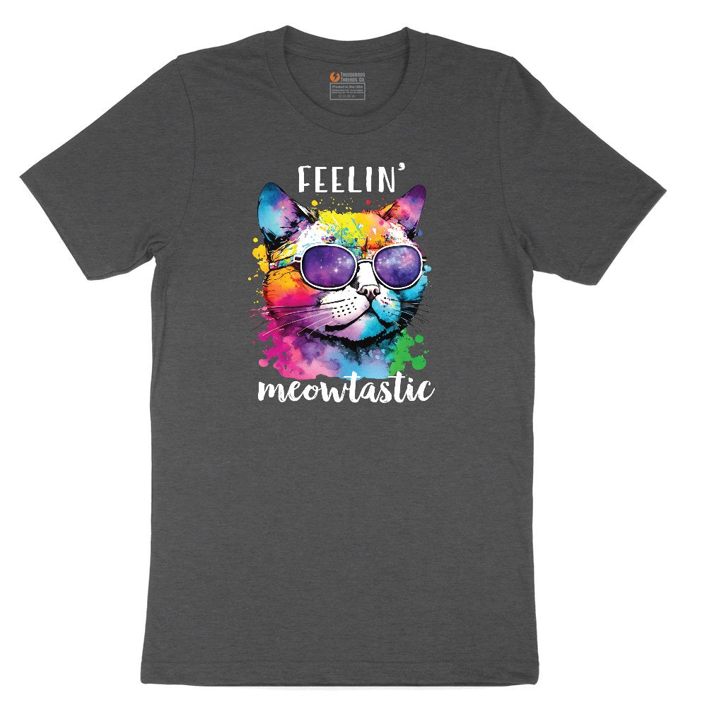 Feeling Meowtastic Cat Design Toddler Short Sleeve Tee - Dark Heather Grey