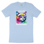 Feeling Meowtastic Cat Design Toddler Short Sleeve Tee - Light Blue