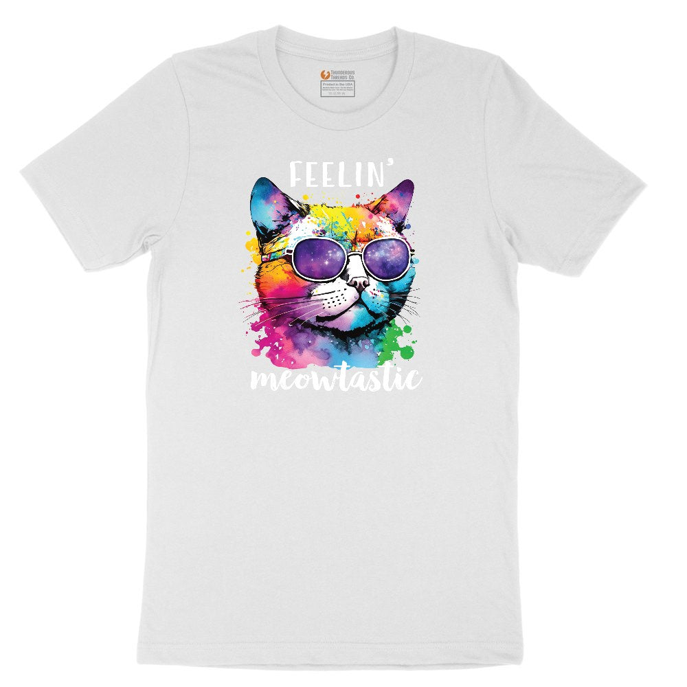 Feeling Meowtastic Cat Design Toddler Short Sleeve Tee - White