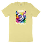 Feeling Meowtastic Cat Design Toddler Short Sleeve Tee - Yellow