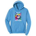 Feeling Meowtastic Cat Design Youth Hoodie - Aquatic Blue