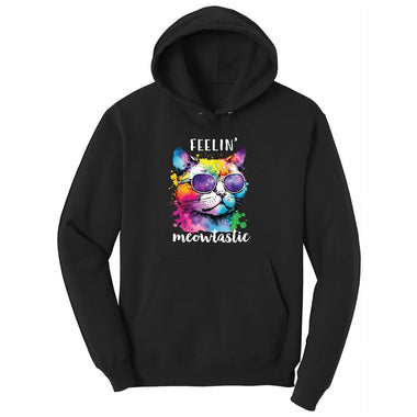 Feeling Meowtastic Cat Design Youth Hoodie - Jet Black