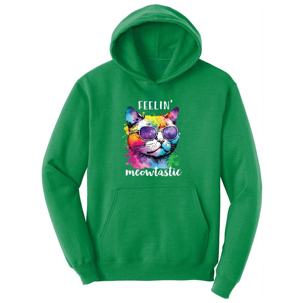 Feeling Meowtastic Cat Design Youth Hoodie - Kelly Green