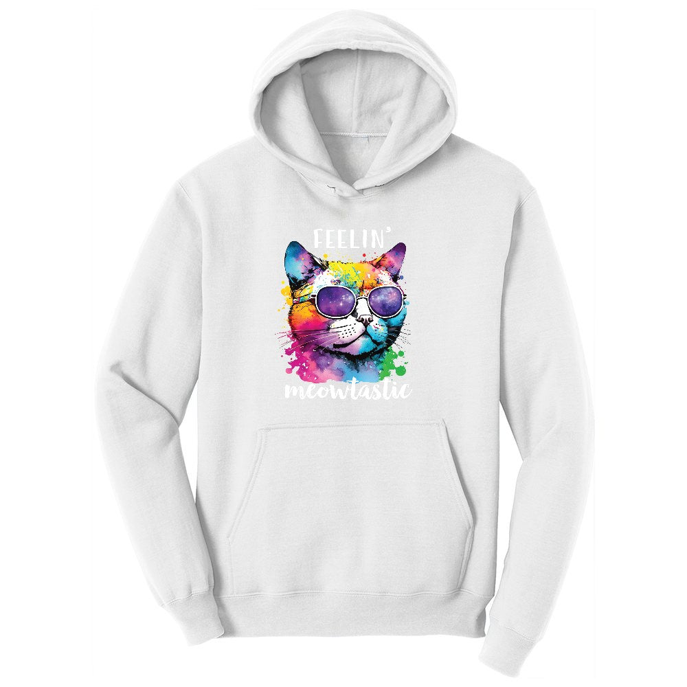 Feeling Meowtastic Cat Design Youth Hoodie - White