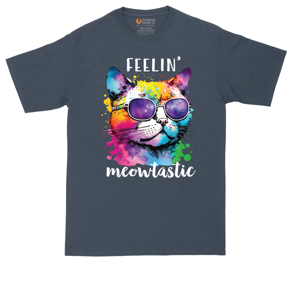 Feeling Meowtastic tall t-shirt for men in Heather Navy