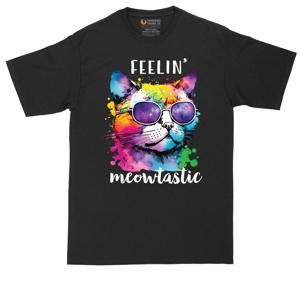 Feeling Meowtastic tall t-shirt for men in Jet Black