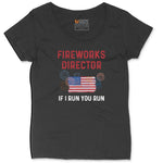 Fireworks Director If I Run You Run Ladies Curvy Tee - Black